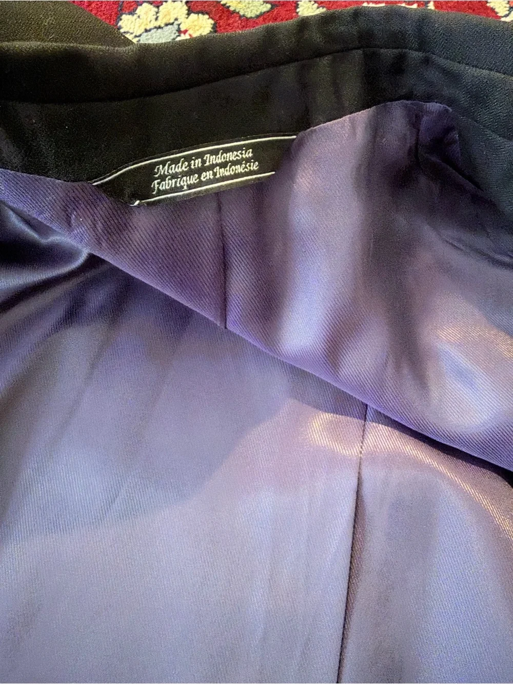 Men's Black Two-Button Suit with Purple Lining